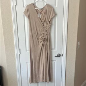 Max Studio Tan Ruched Maxi Dress